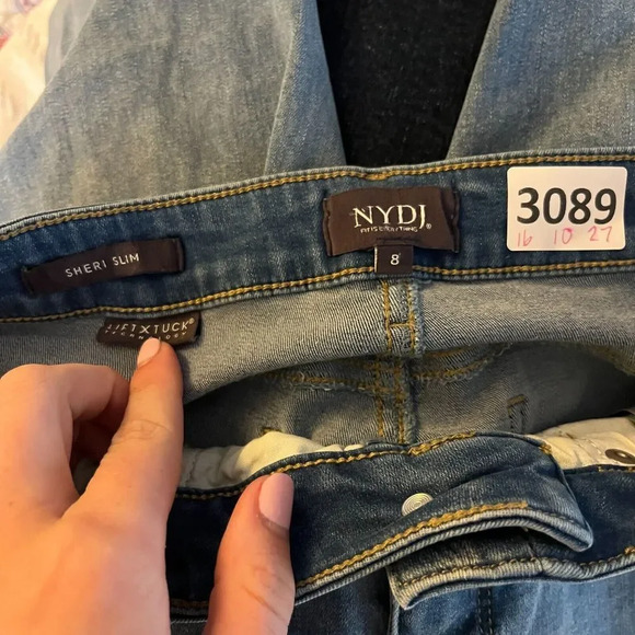 NYDJ Lift X Tuck Womens Blue Sheri Slim Jeans 8 Denim Light Wash Faded - Picture 2 of 9